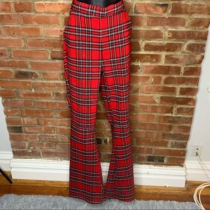 Akira Red plaid boot cut pants